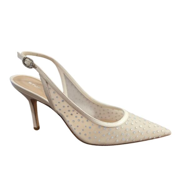 Stuart Weitzman Emilia Mesh 100 Slingback in White & Frosted White – EUC Size 8 - Picture 10 of 10